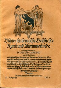 Blätter für bernische Geschichte, Kunst und Altertumskunde; XII, 1/1916. (Umschlag)