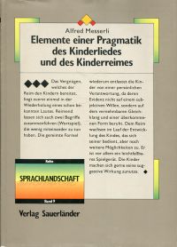 Messerli, Elemente einer Pragmatik des Kinderliedes und des Kinderreimes. (Umschlag)