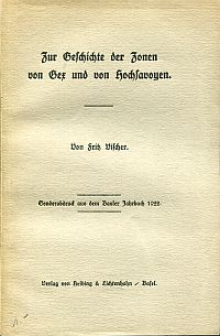 Vischer, Zur Geschichte der Zonen von Gex und von Hochsavoyen. (Umschlag)