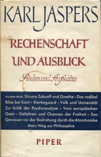 Jaspers, Rechenschaft und Ausblick. (Umschlag)
