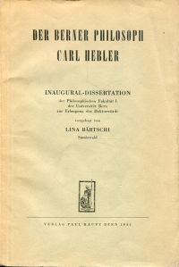 Bärtschi, Der Berner Philosoph Carl Hebler. (Umschlag)