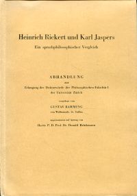 Ramming, Heinrich Rickert und Karl Jaspers. (Umschlag)