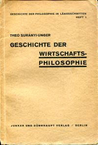 Suranyi-Unger, Geschichte der Wirtschaftsphilosophie. (Umschlag)