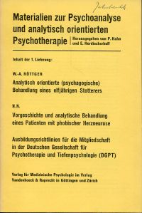 Hahn, Materialien zur Psychoanalyse und analytisch orientierten Psychotherapie. (Umschlag)