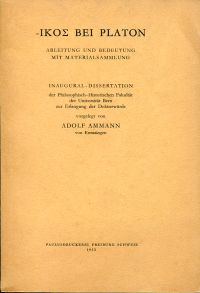 Ammann, 'Ikos' bei Platon. (Umschlag)