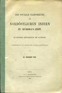 Fick, Die sociale Gliederung im nordöstlichen Indien zu Buddha's Zeit. (Umschlag)