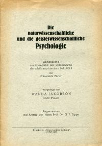 Jakobson, Die naturwissenschaftliche und die geisteswissenschaftliche Psychologi (Umschlag)