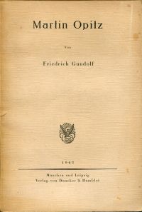 Gundolf, Martin Opitz. (Umschlag)