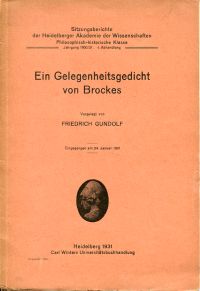 Gundolf, Ein Gelegenheitsgedicht von Brockes. (Umschlag)