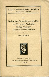 Hobohm, Die Bedeutung französischer Dichter in Werk und Weltbild Stefan Georges (Umschlag)