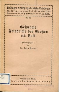 Bauer, Gespräche Friedrichs des Grossen mit Catt. (Umschlag)