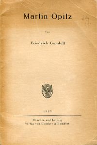 Gundolf, Martin Opitz. (Umschlag)