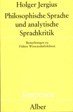 Jergius, Philosophische Sprache und analytische Sprachkritik. (Einband)