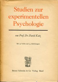Katz, Studien zur experimentellen Psychologie. (Umschlag)