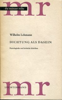 Lehmann, Dichtung als Dasein. (Umschlag)