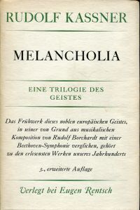 Kassner, Melancholia. (Umschlag)
