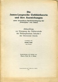 Jost, Die James-Langesche Gefühlstheorie und ihre Auswirkungen unter besonderer (Umschlag)