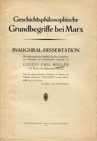 Müller, Geschichtsphilosophische Grundbegriffe bei Marx. (Umschlag)