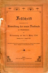 Frieden, Festschrift hrsg. bei der Einweihung des neuen Denkmals zu Fraubrunnen (Umschlag)