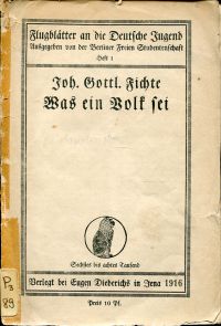 Fichte, Was ein Volk sei. (Umschlag)