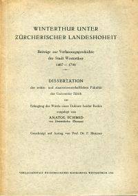 Schmid, Winterthur unter zürcherischer Landeshoheit. (Umschlag)