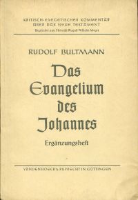 Bultmann, Das Evangelium des Johannes. Ergänzungsheft. (Umschlag)