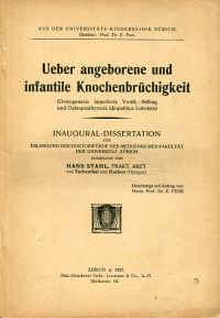 Stahl, Ueber angeborene und infantile Knochenbrüchigkeit. (Umschlag)
