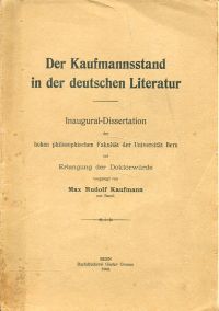 Kaufmann, Der Kaufmannsstand in der deutschen Literatur. (Umschlag)