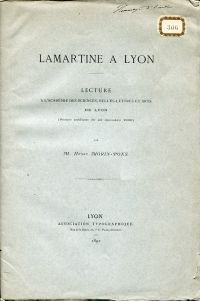 Morin-Pons, Lamartine à Lyon, lecture à l'Académie des sciences, belles-lettres (Umschlag)