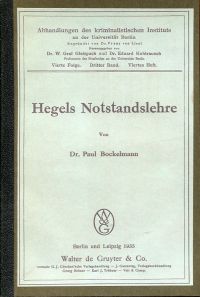 Bockelmann, Hegels Notstandslehre. (Umschlag)