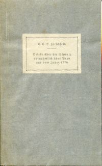 Hirschfeld, Briefe über die Schweiz, vornehmlich über Bern, aus dem Jahre 1776. (Umschlag)