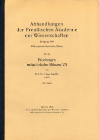 Gaebler, Fälschungen makedonischer Münzen VII. (Umschlag)