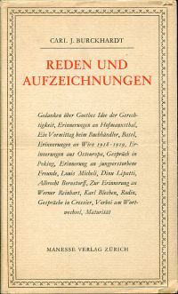 Burckhardt, Reden und Aufzeichnungen. (Umschlag)