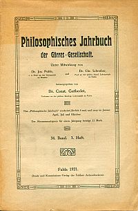 Philosophisches Jahrbuch der Görres-Gesellschaft, 34. Band, 1. Heft. (Umschlag)