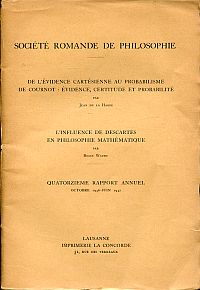 La Harpe, De l'évidence cartésienne au probabilisme de Cournot. (Umschlag)