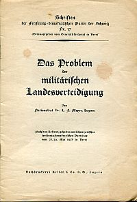Meyer, Das Problem der militärischen Landesverteidigung. (Umschlag)
