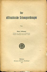 Schreuer, Über altfranzösische Krönungsordnungen. (Umschlag)