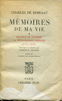 Rémusat, Enfance et jeunesse la restauration libérale (1797-1820). (Umschlag)