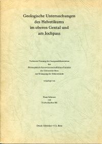 Schwarz, Geologische Untersuchungen des Helvetikums im oberen Gental und am Joch (Umschlag)