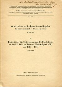 Dottrens, Observations sur les batraciens et reptiles du Parc national et de ses (Umschlag)