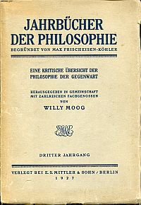 Frischeisen-Kohler, Jahrbücher der Philosophie, 3. Jahrgang. (Umschlag)