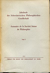 Jahrbuch der Schweizerischen Philosophischen Gesellschaft. Annuaire de la Sociét (Umschlag)