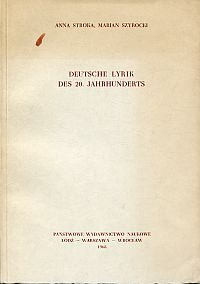 Stroka, Deutsche Lyrik des 20. Jahrhunderts. (Umschlag)