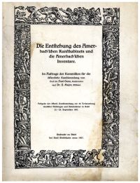 Ganz, Die Entstehung des Amerbachschen Kunstkabinetz und die Amerbachschen Inven (Umschlag)