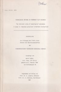 Krüsi, Phenological methods in permanent plot research. (Umschlag)