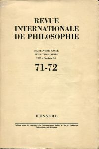 Revue Internationale de Philosophie; 19. Année 1965 Fascicule 1-2/71-72: Husserl (Umschlag)