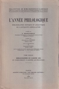 Marouzeau, Dix années de bibliographie classique. (Umschlag)