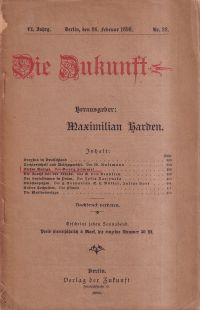 Harden, Die Zukunft, 6 Jahrgang (1898), Nr. 22 (Umschlag)