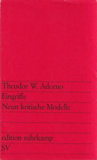 Adorno, Eingriffe. (Umschlag)