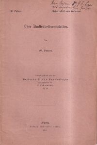 Peters, Über Ähnlichkeitsassoziation. (Umschlag)